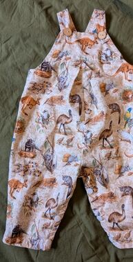Kids Cream Australian Wildlife Print Overalls sz2X